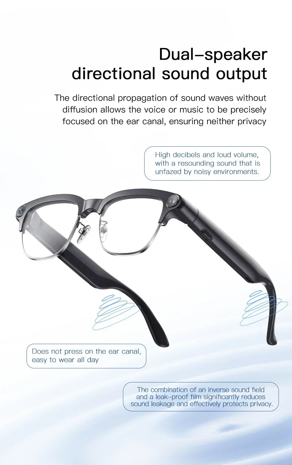 New Smart Glasses Take Photos and Videos Real-Time Translation Voice Assistant Translation 2GB Memory 800W Camera Smart Glasses