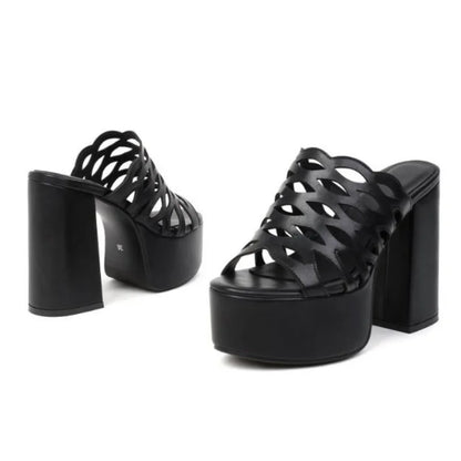 Women Slippers New Summer Hot Designer Wedges Slippers Chunky Platform Mules Sandals High Heels Beach Shoes Slides 34-43