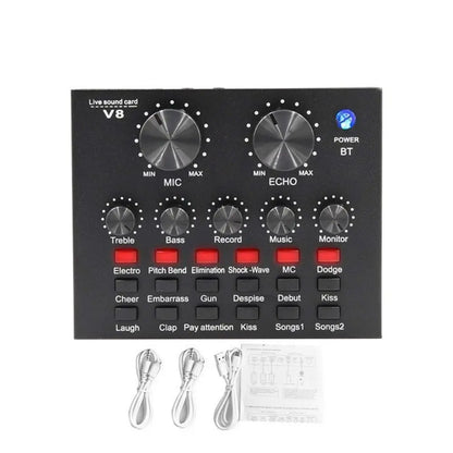BM800 Condenser Microphone Kit Computer Sound Card Streaming Voice Changer Microphone Mobile Phone V8Sound Card Set Karaoke