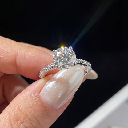 Real 1-5CT Classic Round Moissanite Diamond Rings for Women Wedding Real 925 Sterling Silver Designer Luxury Fine Jewelry