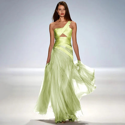 Gorgeous Strapless Sleeveless Elegant Women Prom Gown Floor Length A Line Tullle Backless Evening Dress