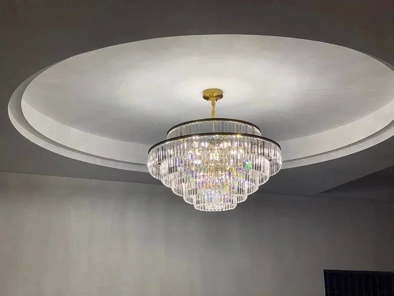 Modern Luxury Crystal Chandelier Gold Ceiling Pendant Lights for Living Room Chandeliers Villa Kitchen Decoration Round Lamp