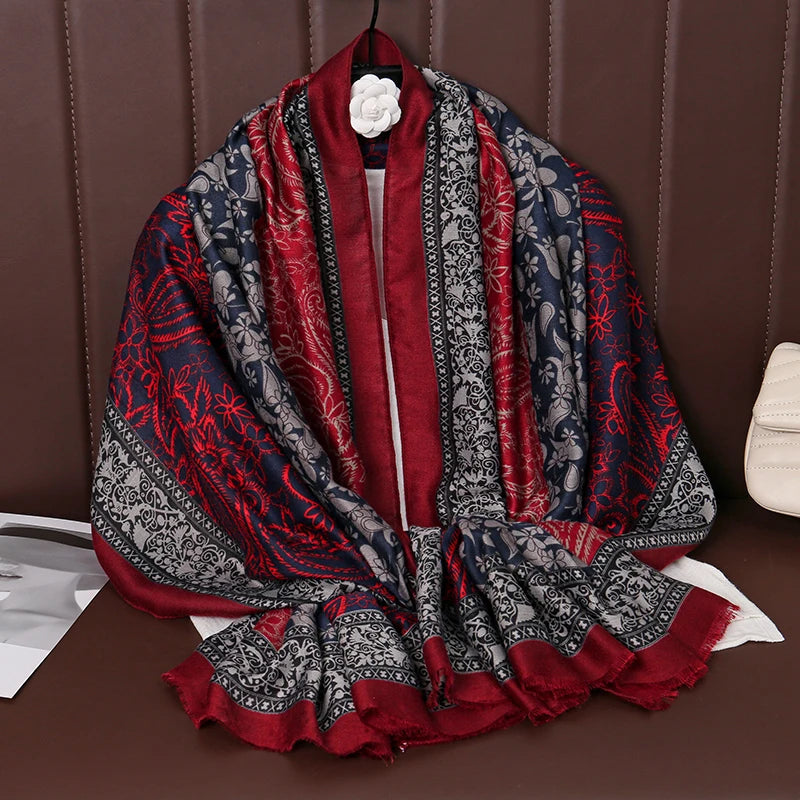 New Paisley Cotton Pashmina Shawl Lady Wrap Warm Winter Scarves Autumn Design Print Female Foulard Beach Stoles Luxury Scarf