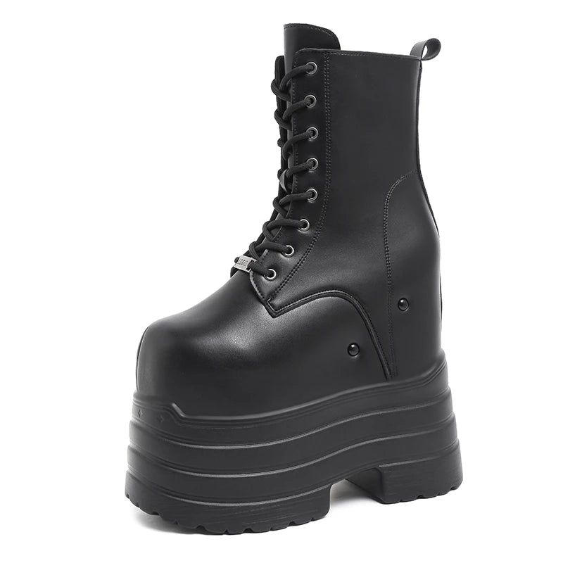 20 CM Women Platform Boots Casual Outdoor Shoes Chunky Simple Design Ankle Boots Cool Nightclub Party Cosplay Shoes