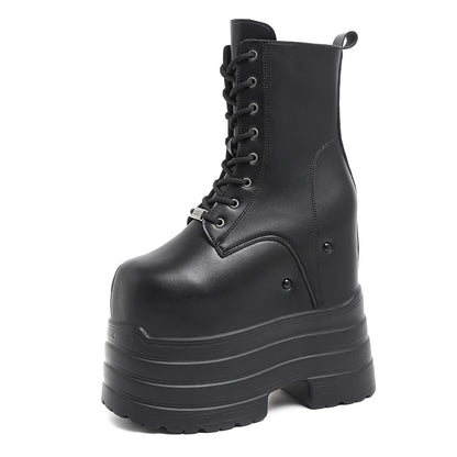 20 CM Women Platform Boots Casual Outdoor Shoes Chunky Simple Design Ankle Boots Cool Nightclub Party Cosplay Shoes