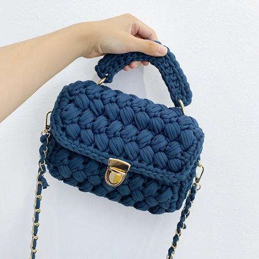 New Rope Woven Women Handbags Designer Knitting Chains Shoulder Crossbody Bag Casual Lady Hand Bags Small Flap Purses