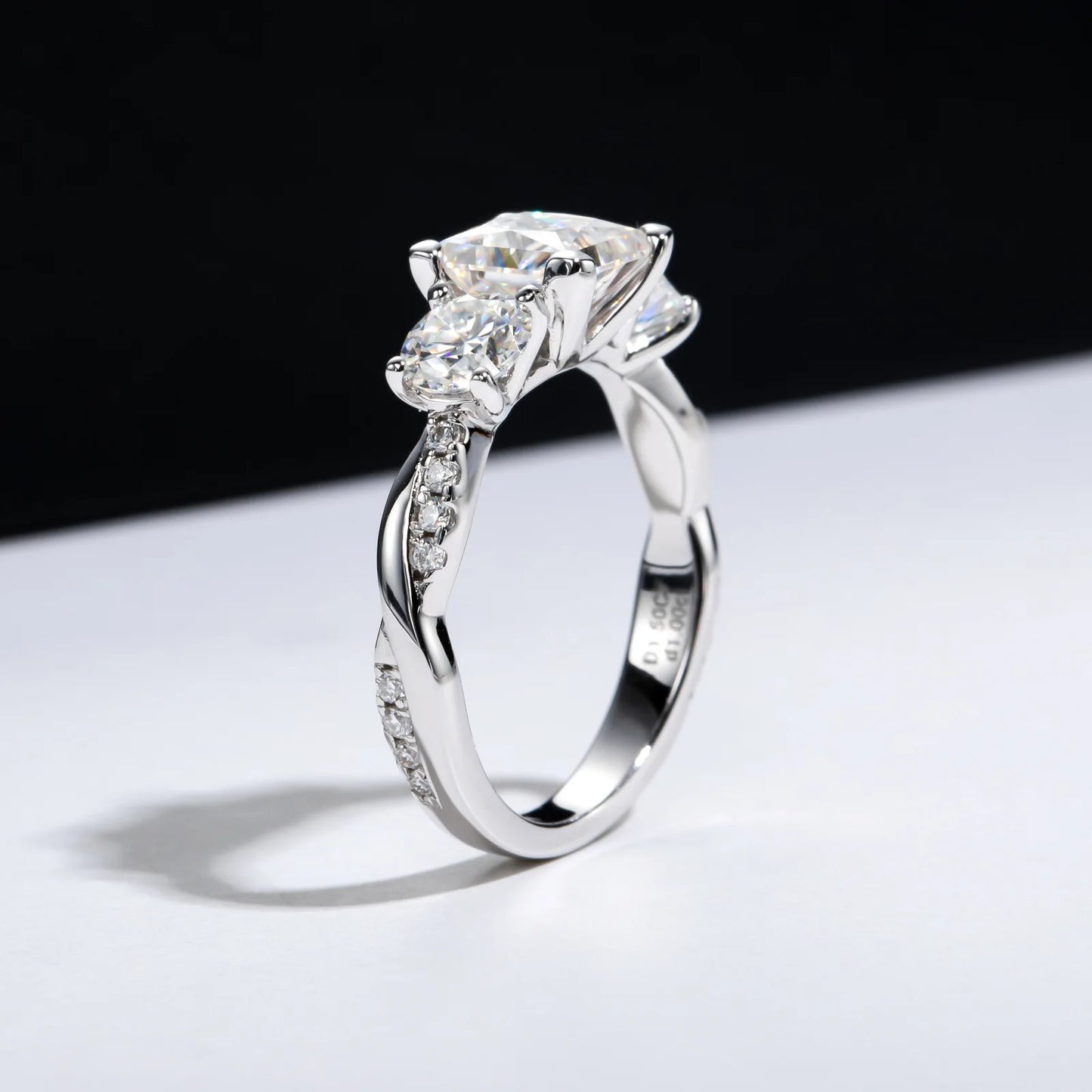 Carnica Luxury 925 Sterling Silver 1CT Real Moissanite Ring for Women Sugar Cube Pull-twist Arm GRA Diamond Wedding Jewelry Gift