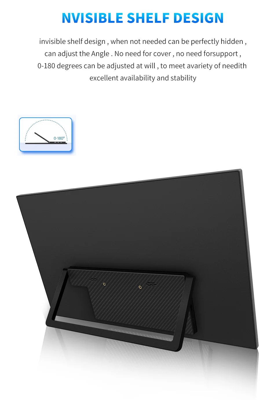 HGFRTEE Portable Monitor 18.5inch 120Hz Resolution Travel Size Gaming Display with USB-C Connection for Laptop PC Game Consoles