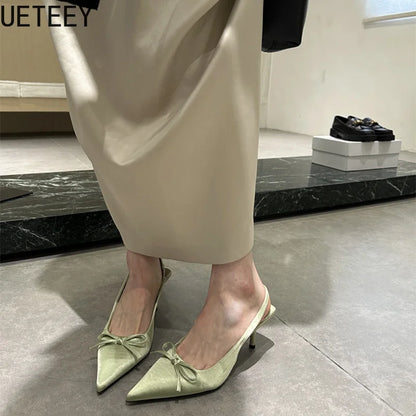 Designer Luxury Summer Women Sandals Fashion Pointed Toe Butterfly-knot Shoes Ladies Elegant High Heels Party Club Sandalias