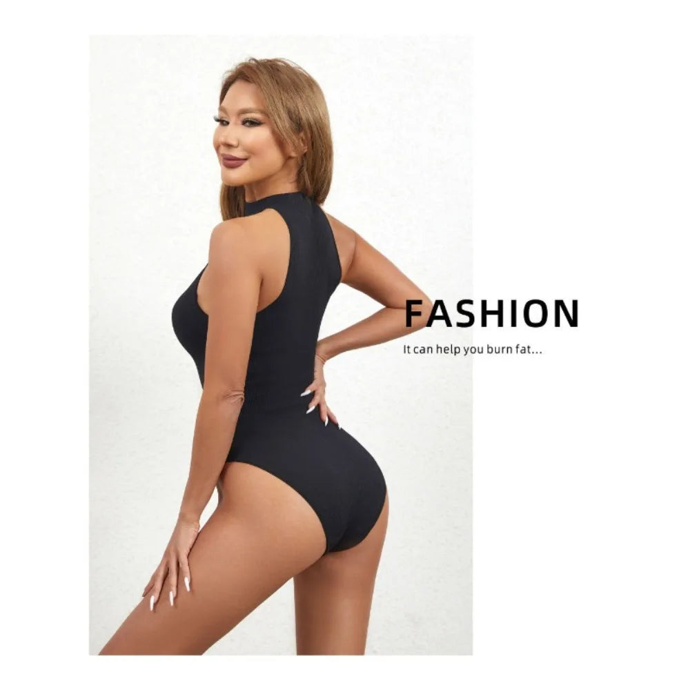 Women's SleevelessOuterwear withA Bottom Layer and Buckle for BodyShaping and Abdominal Compression One-piece T-shaped Shapewear