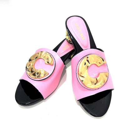 Blue Italian Women Wedding Pumps Decorated with Rhinestone Slip on Shoes for Women Nigerian Shoes Luxury Sandals Women