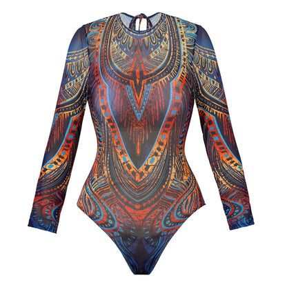 2025 Women's Rash Guard Swimwear One Piece Long Sleeve Women XXL Mesh Swimsuit Removable Chest Pad Sports Bathing Padded Ladies