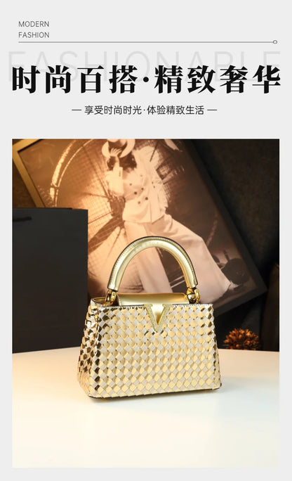 Genuine Leather Woven Handbag For Women 2026 New Light Luxury Women's Shoulder Bag Fashion Commuter Messenger Bag Versatile