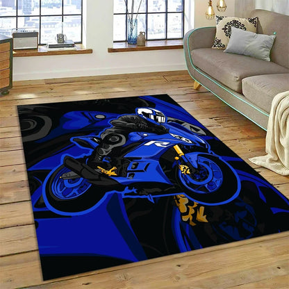 Motocross Modern retro Motorcycle Carpet Rug for Bedroom Living Room Home Sofa Decoration,Children Game Large Decor Floor Mat