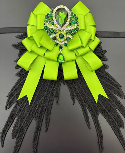 Luxury Rhinestone Mesh Wing Bow Brooch  Elegant Banquets Dress and Wedding Shirts Lapel Flower Bow Tie  Unisex Gift Accessory