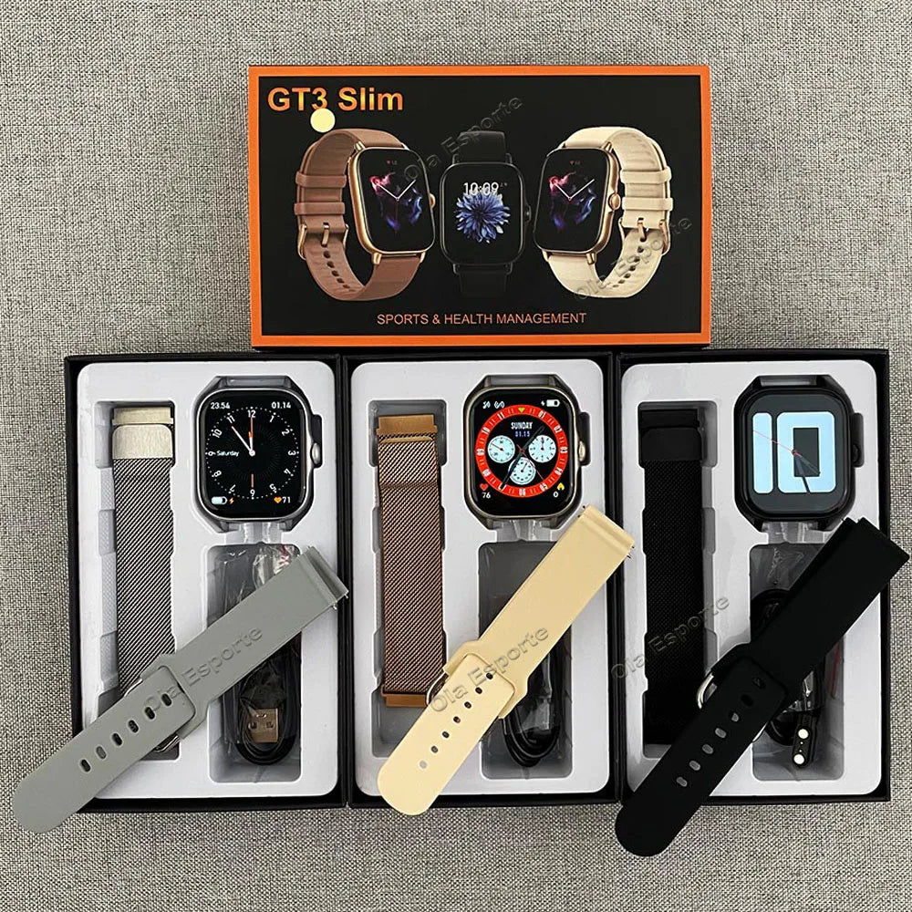 +2Pcs Smart Watch Women 2.01 Inch Voice Assistant Waterproof smarthwhatch Men Sport Smartwatch Fitness Tracler Bracelet 2024 New