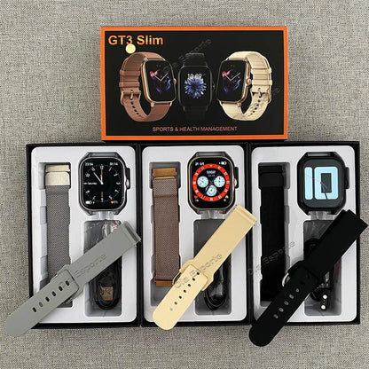 +2Pcs Smart Watch Women 2.01 Inch Voice Assistant Waterproof smarthwhatch Men Sport Smartwatch Fitness Tracler Bracelet 2024 New