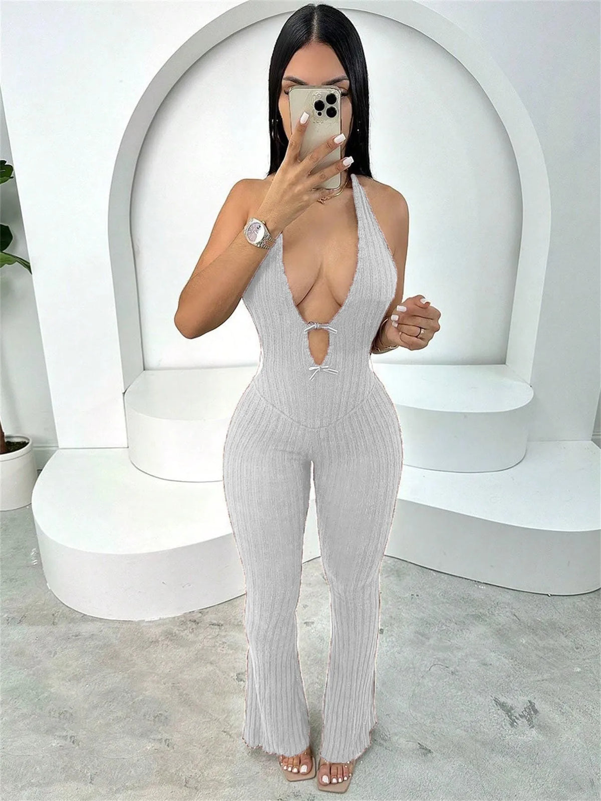 Sexy Knitted Jumpsuits 2025 Women Spring Bodysuits Knitwear Elegant Luxury Bodycon One Piece Rompers Crochet Jumpsuit Playsuit
