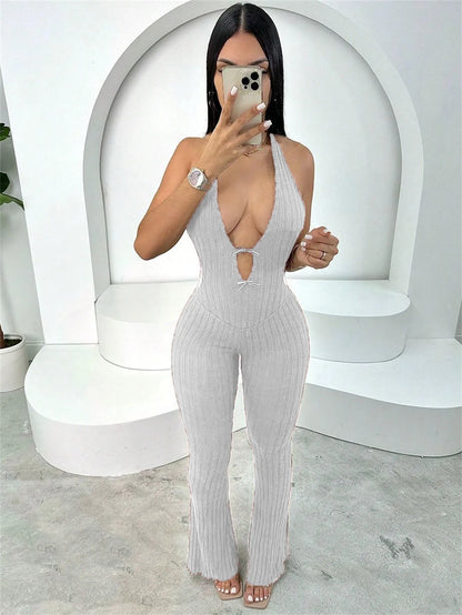 Sexy Knitted Jumpsuits 2025 Women Spring Bodysuits Knitwear Elegant Luxury Bodycon One Piece Rompers Crochet Jumpsuit Playsuit