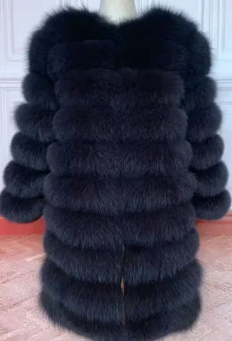 NEW Real Fur Coats Women Natural Real Fur Jackets Vest Winter Outerwear Women Silver Blue Fox Coat High Quality Fur Clothes