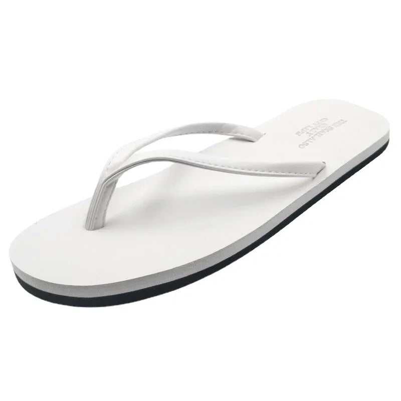 Men's anti slip flip flops, new couple's slippers for summer wear, durable leather, simple and fashionable beach shoes