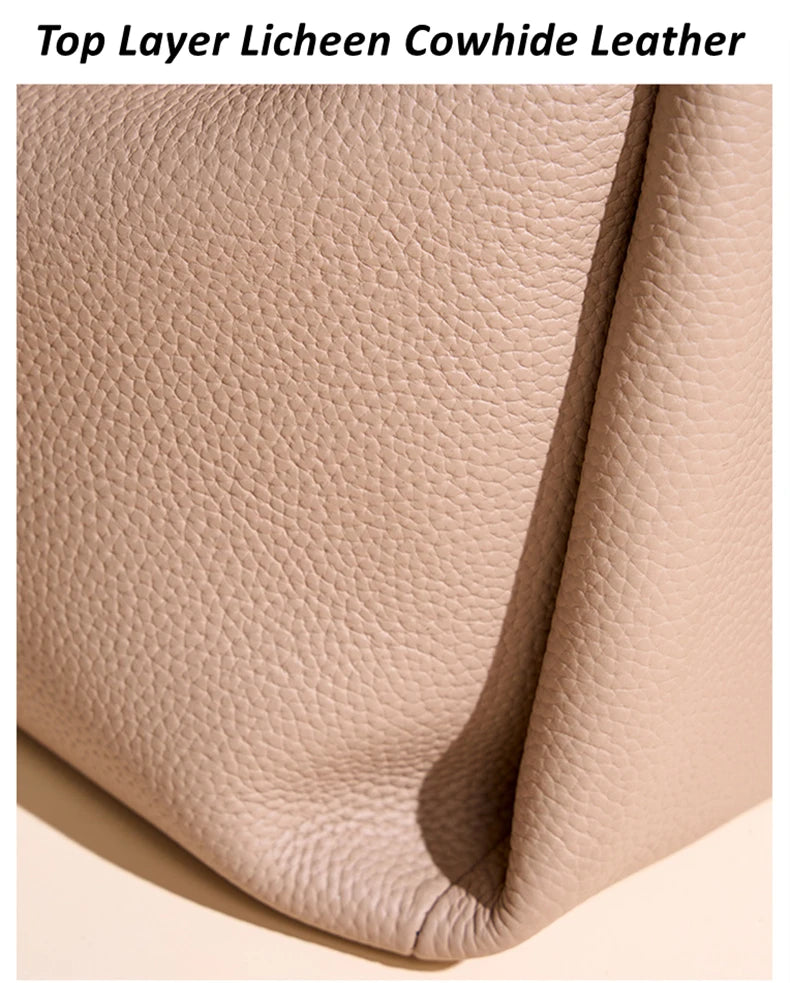 Burminsa Cowhide Genuine Leather Tote Shoulder Bags For Women 2026 Luxury Designer Crossbody Purses Bucket Work Ladies Handbags
