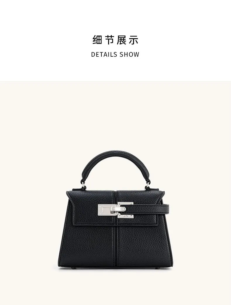 2026 New Trapezoidal Genuine Leather Women Handbag Niche Fashion Versatile Top Handle Luxury Ladies Shoulder Crossbody Purse