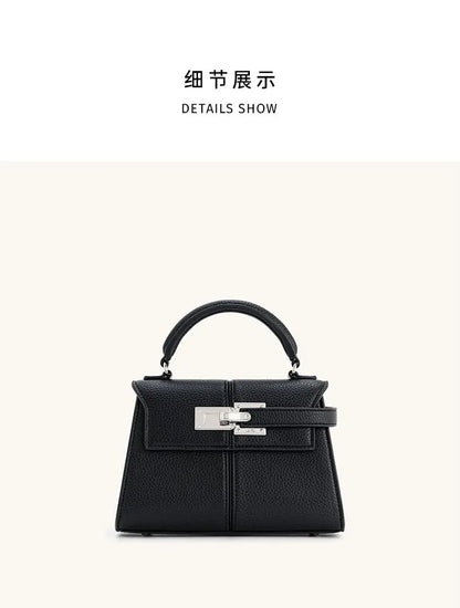 2026 New Trapezoidal Genuine Leather Women Handbag Niche Fashion Versatile Top Handle Luxury Ladies Shoulder Crossbody Purse