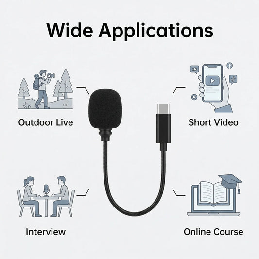 Universal Type-C Microphone Clear Audio Recording Professional Mic for Interview Podcast Vlog Live Streaming