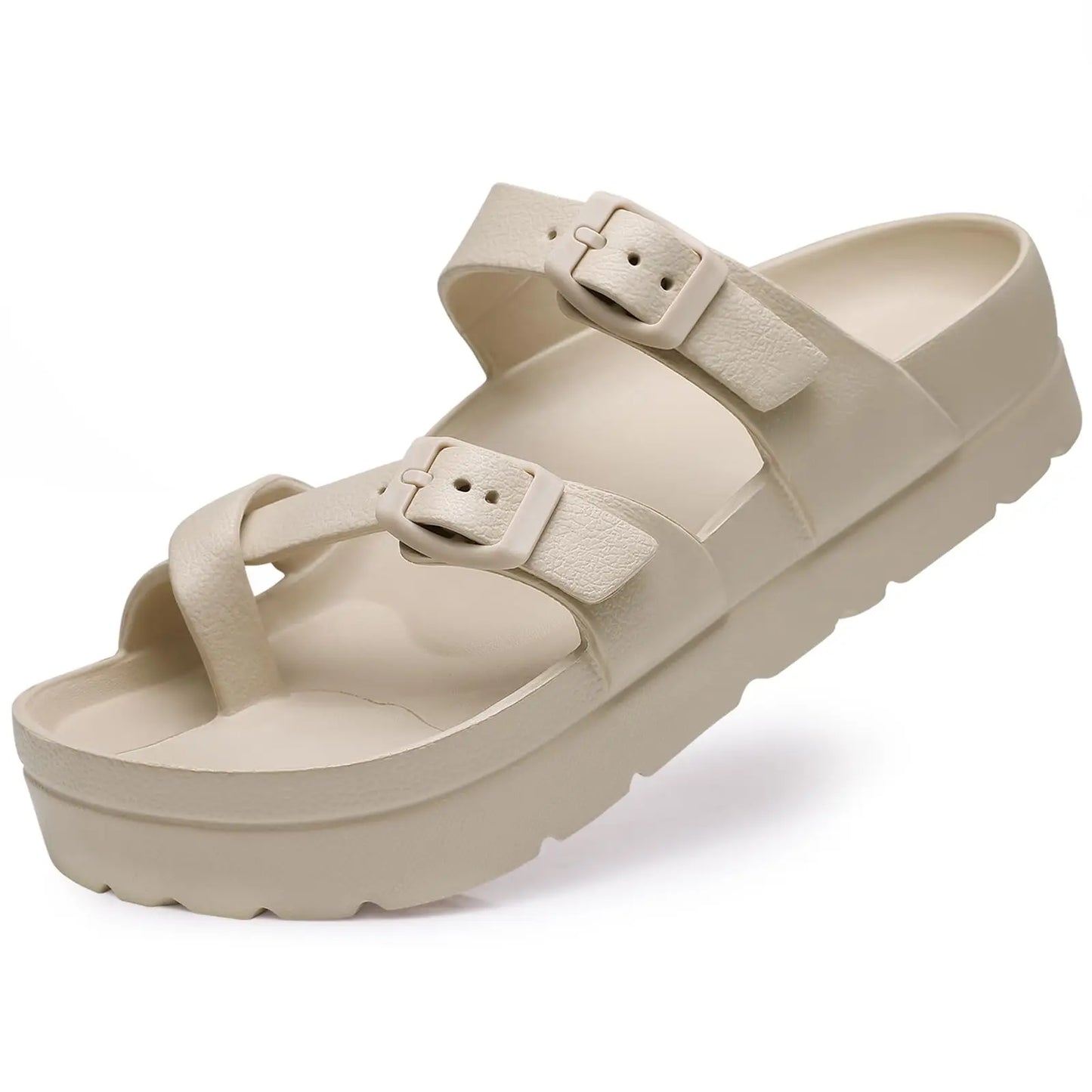 Shevalues Casual Women's Sandals With Arch Support Anti-slip Fashion New Slides Soft Sole Beach Slippers With Adjustable Buckle