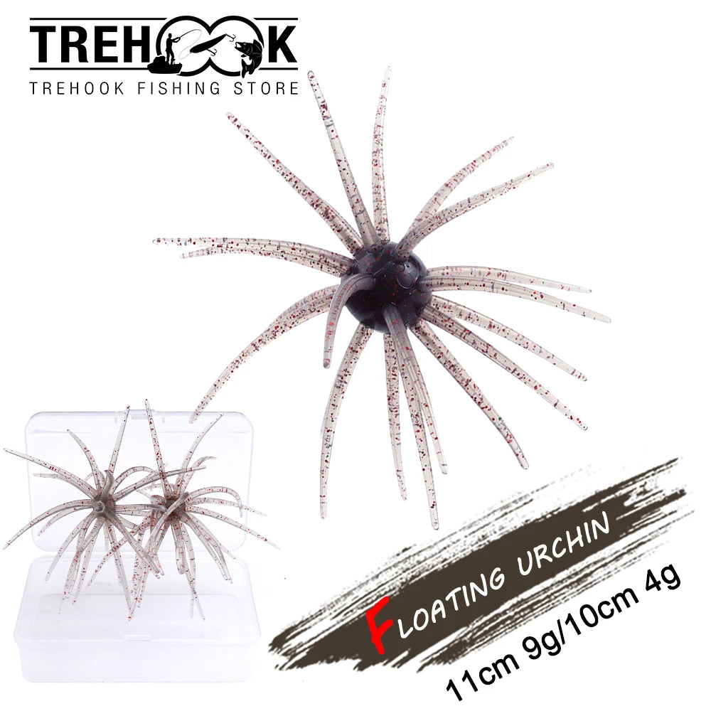 TREHOOK TPE Sea Urchin Soft Fishing Lure 9cm 4g 11cm 9g Silicone Bait for Bream Bass Pike Tilapia Winter Fishing