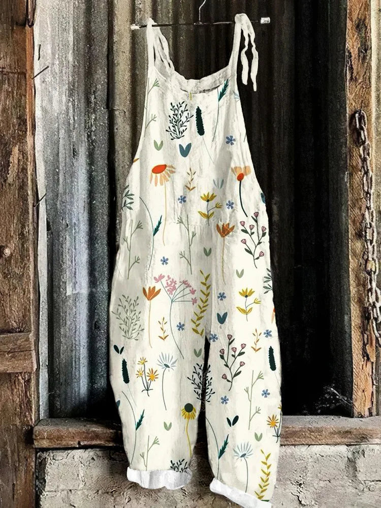 Suspenders Jumpsuits Women Print One Piece Pocket Overalls Sling Long Pants Casual Loose High Waist Rompers Y2k Streetwear 2025