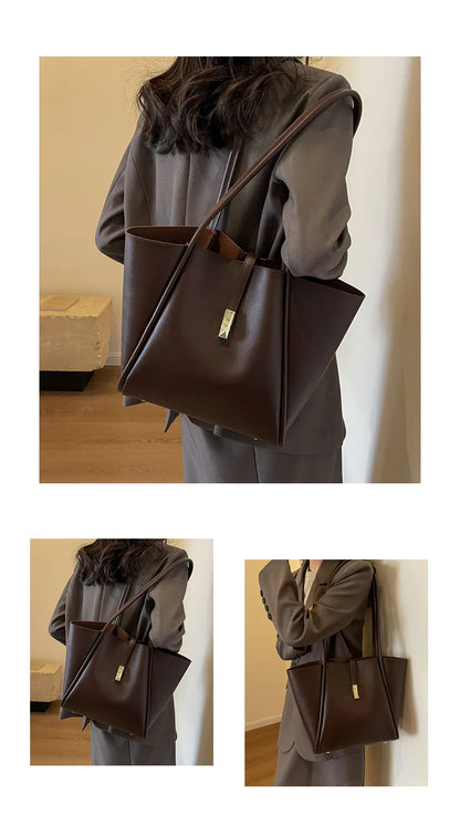 Branded Designer Shoulder Tote Bags For Women Soft PU Leather 2-IN-1 Big Capacity Shopper Tote Set 2025 Luxury Designer Handbags