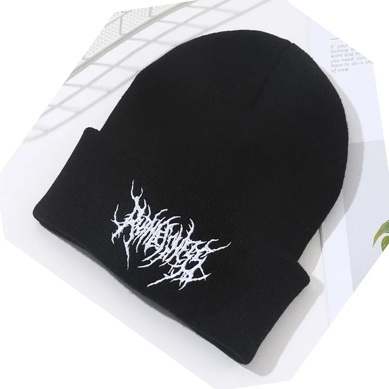 Warm Women Men Winter Beanies Hats Gothic Street Punk Knitted Bonnet Caps 100% Cotton Fashion Keep Warm Skullies Beanies Hats