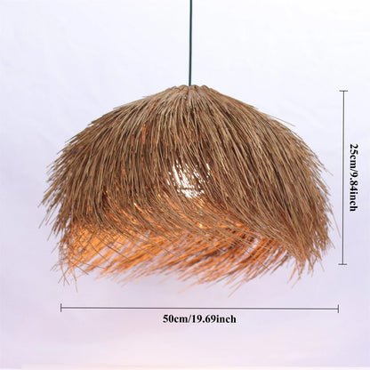 Japanese Wabi Sabi LED E27 Pendant Lights 50CM Rattan Straw Hat Chandelier Retro B&B Suspend Lamp Retro Raffia Decor Droplight