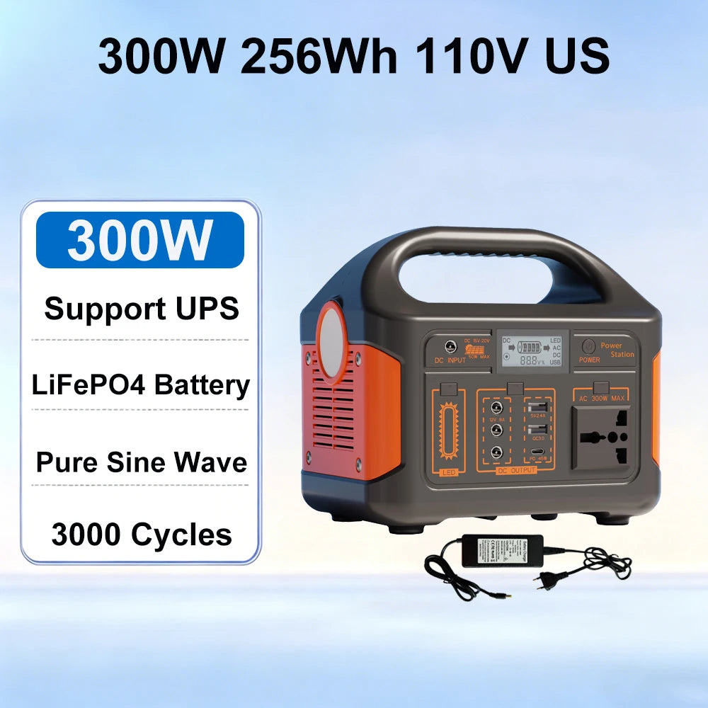 Gaiaray 300W 500W Portable Solar Generator 110V 460.8Wh LiFePO4 Battery  Power Station UPS Backup Power Bank  LED Light for Home Camping Outdoor Emergency Power