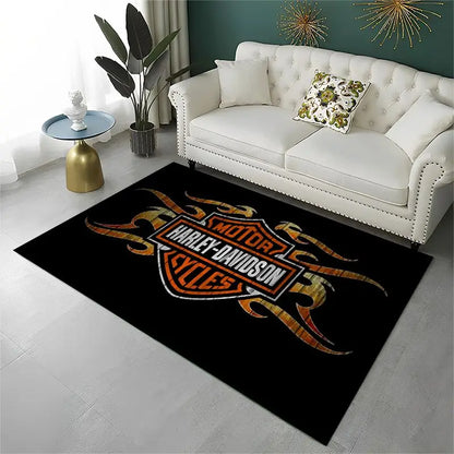 Retro H-Harleys Racing Moto Non-Slip Area Rug for Living Room,Bedroom,Playroom,Soft Carpet Floor Mat Home Decor Rug Kids Room