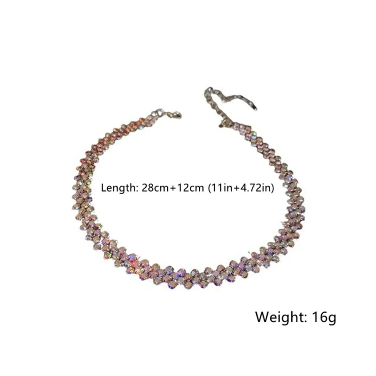 FYUAN Fashion Red Green Blue Colourful Rhinestone Choker Necklaces for Women Geometric Crystal Necklaces Party Weddings Jewelry