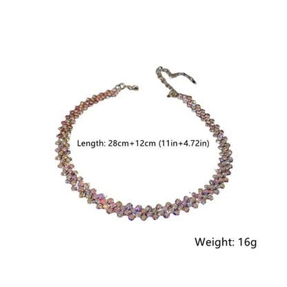 FYUAN Fashion Red Green Blue Colourful Rhinestone Choker Necklaces for Women Geometric Crystal Necklaces Party Weddings Jewelry