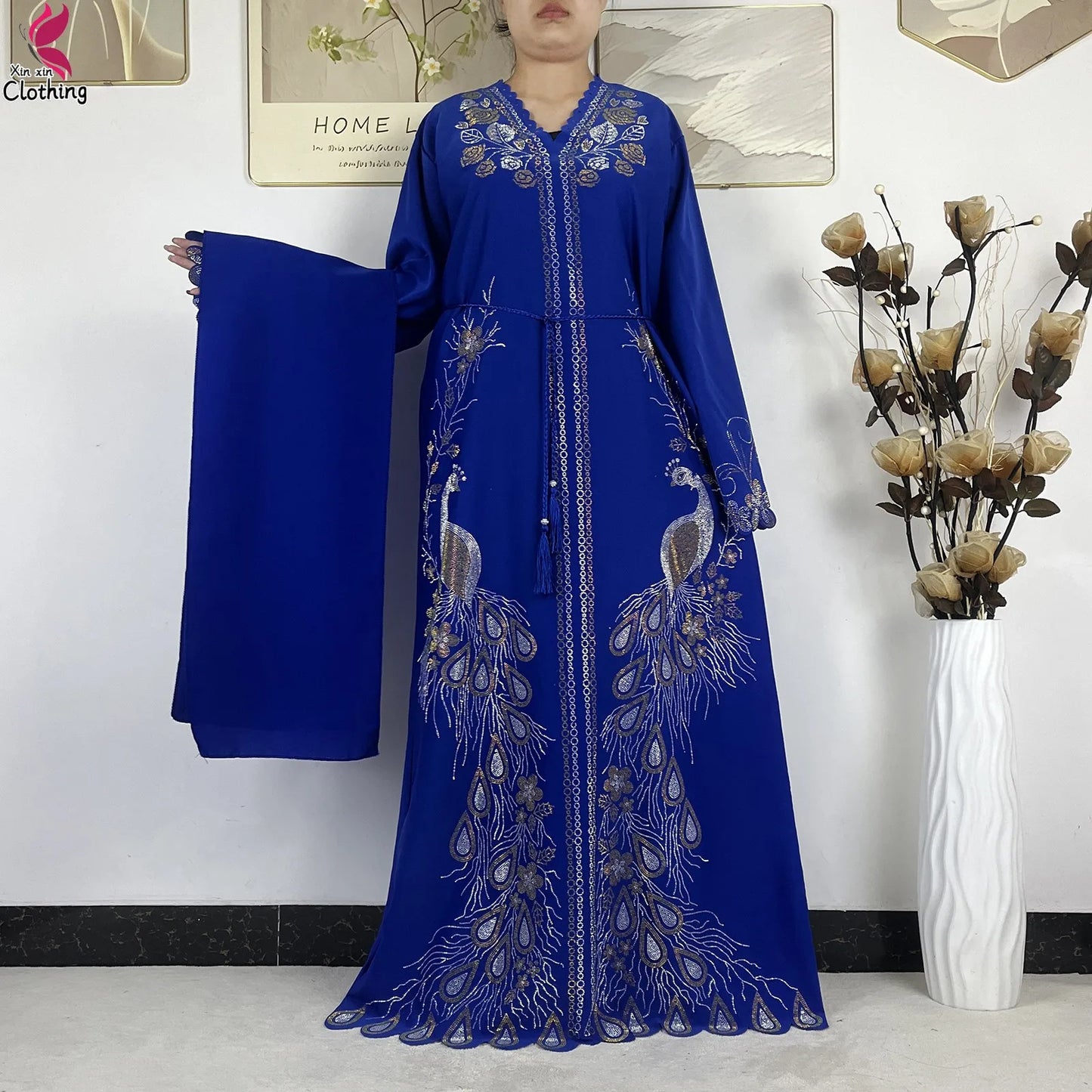 2026New Dubai Muslim Women Modest Dress Diamond Chiffon Elegant Arabic Femme Hijab African Abaya Islamic Long Sleeve Turkey Robe