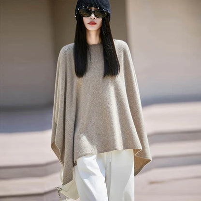 Autumn New 100% Merino Wool Shawl Pullover For Women Soft Solid Cashmere Knitwear Shawl Scarf Female Popular Sweater Grace Tops