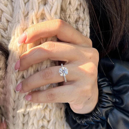 AETEEY 1CT - 3CT Real Moissanite D Color Four Prong Ring 925 Sterling Silver Fine Jewelry Wedding Gift for Women RI027