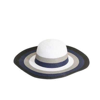 Fashion Straw Tote Bag Stripe Large Capacity Woven Shoulder Bag Square Zipper Woven Hat Vacation Top-Handle Bags