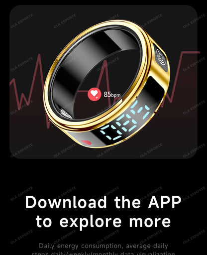 2026 R12 Smart Ring with Display Screen and Touch, Wireless Charging, Health Manager 5ATM Waterproof For Men Women Smartring New