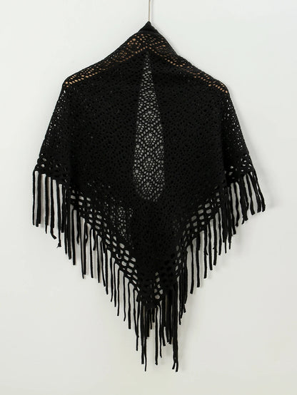 Knit Hollow Out Fake Collar Warm Tassel Shawl Scarf Fashion Pullover Lightweight Solid Knitted Large Scarfs Women Muffler Wrap