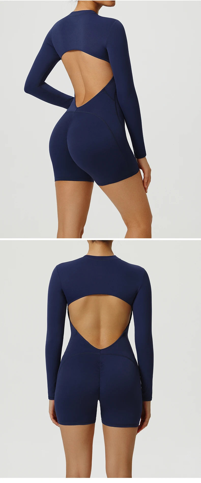 Women V-Back Sports Overalls Zipper Workout Jumpsuit Gym Fitness Suits Sports Bodysuits Female Running Tracksuit Sportswear
