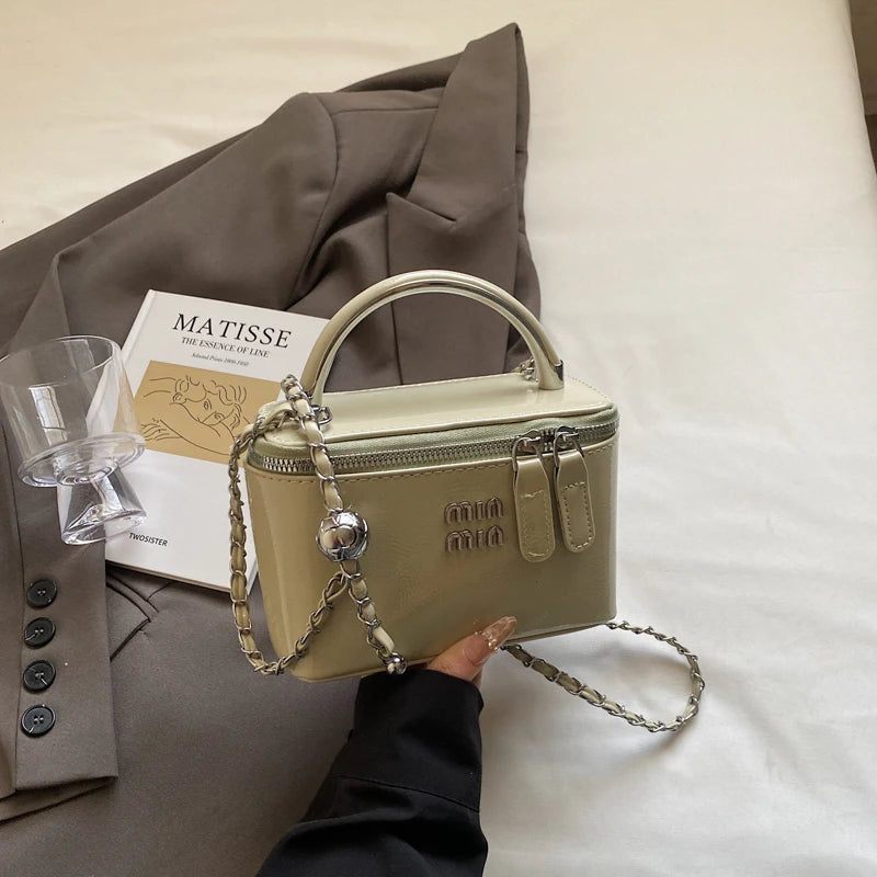 Women Square Handbags 2025 Spring Fashion Chains Crossbody Bags Soft PU Shoulder Bag Ladies Elegant Chic Mini Mobile Phone Bags