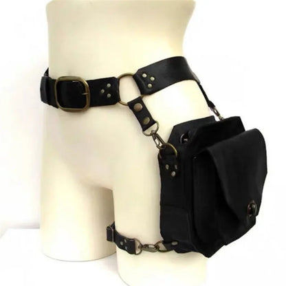 Punk Retro PU Square Waist Bag Casual Small Square Hip Packs For women's Crossbody Cross Multi-function Outdoor Leg Phone Pouch