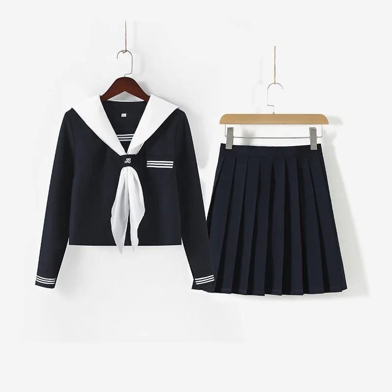Student JK Uniform Women's High School Korean Chinese School Uniforms Navy Sailor Outfit Short Sleeve Suit Japan Seifuku Girl