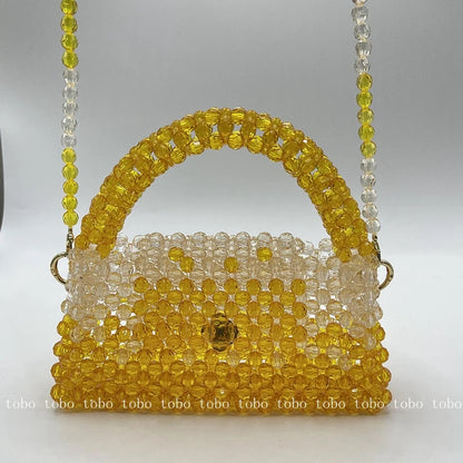 Gradient Blue Beaded Own Design Tote Bags for Women Customized Color Fashion Handbags for 2022 Chain Handle Clutch Evening Bag